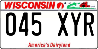 WI license plate 045XYR