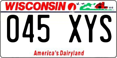 WI license plate 045XYS