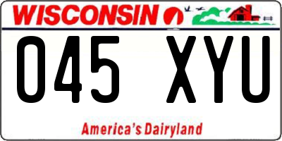 WI license plate 045XYU