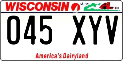 WI license plate 045XYV