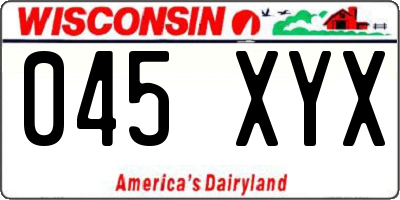 WI license plate 045XYX