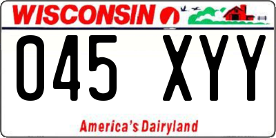 WI license plate 045XYY