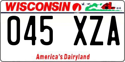 WI license plate 045XZA