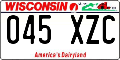 WI license plate 045XZC