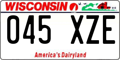 WI license plate 045XZE