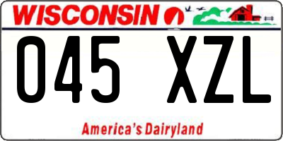 WI license plate 045XZL
