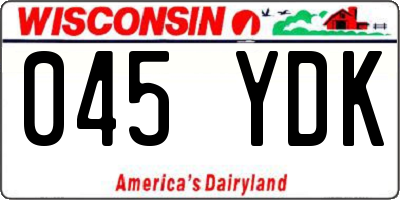 WI license plate 045YDK