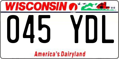 WI license plate 045YDL