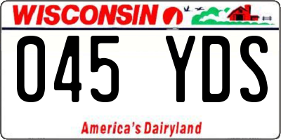 WI license plate 045YDS