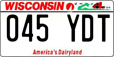 WI license plate 045YDT
