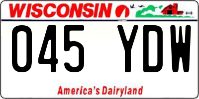 WI license plate 045YDW