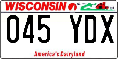 WI license plate 045YDX