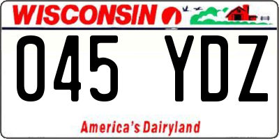 WI license plate 045YDZ