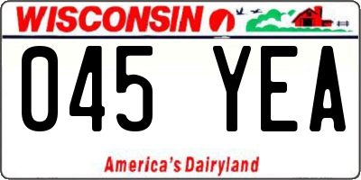 WI license plate 045YEA
