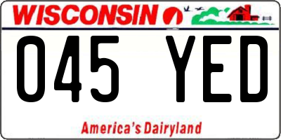 WI license plate 045YED