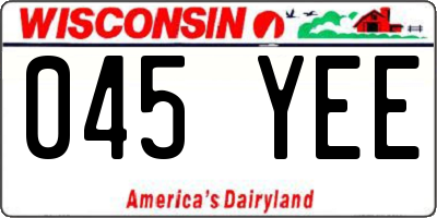 WI license plate 045YEE