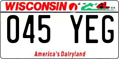 WI license plate 045YEG
