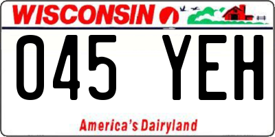 WI license plate 045YEH