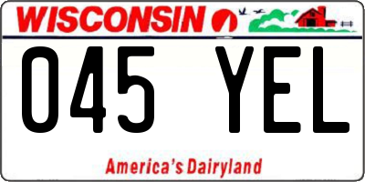 WI license plate 045YEL