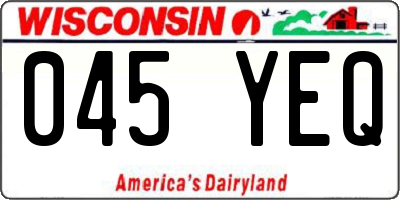 WI license plate 045YEQ