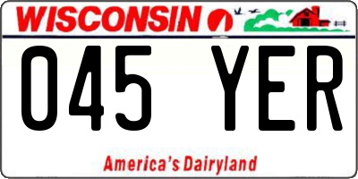 WI license plate 045YER
