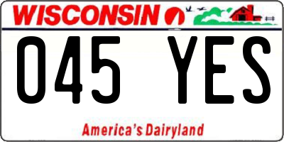 WI license plate 045YES