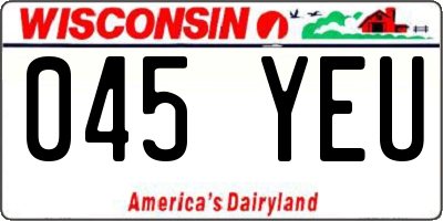 WI license plate 045YEU