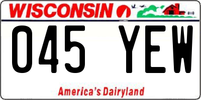 WI license plate 045YEW