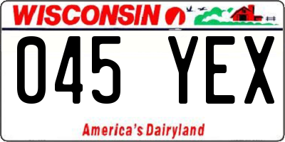 WI license plate 045YEX