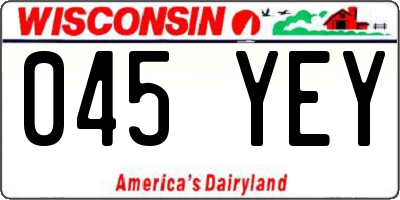 WI license plate 045YEY