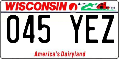 WI license plate 045YEZ