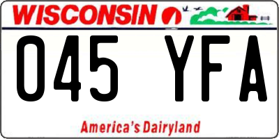WI license plate 045YFA