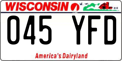 WI license plate 045YFD