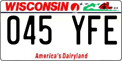 WI license plate 045YFE