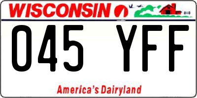 WI license plate 045YFF