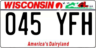 WI license plate 045YFH