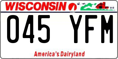 WI license plate 045YFM