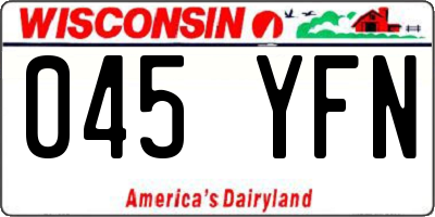 WI license plate 045YFN