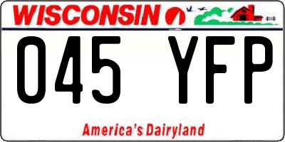 WI license plate 045YFP