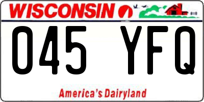 WI license plate 045YFQ