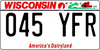 WI license plate 045YFR