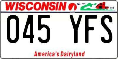 WI license plate 045YFS