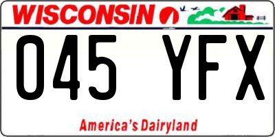 WI license plate 045YFX