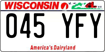 WI license plate 045YFY