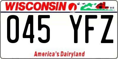 WI license plate 045YFZ
