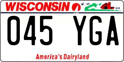 WI license plate 045YGA