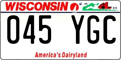 WI license plate 045YGC