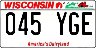 WI license plate 045YGE
