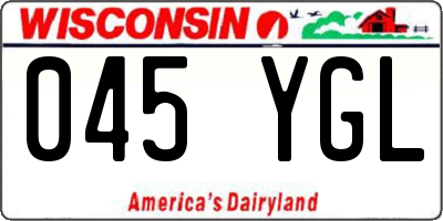 WI license plate 045YGL