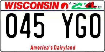 WI license plate 045YGO